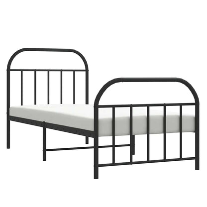 Metal Bed Frame without Mattress with Footboard Black 90x190cm