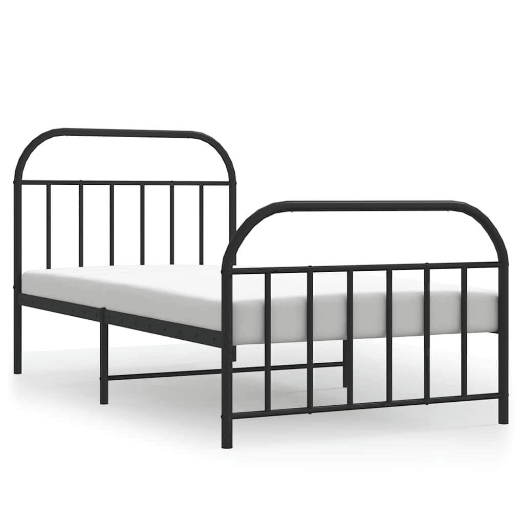 Metal Bed Frame without Mattress with Footboard Black 100x200cm