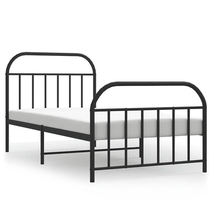 Metal Bed Frame without Mattress with Footboard Black 100x200cm