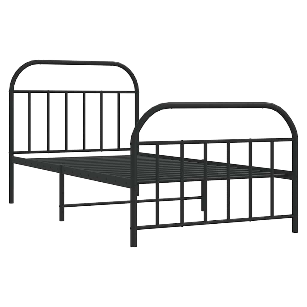 Metal Bed Frame without Mattress with Footboard Black 100x200cm