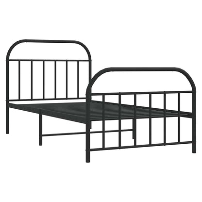 Metal Bed Frame without Mattress with Footboard Black 100x200cm