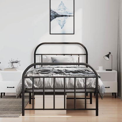 Metal Bed Frame without Mattress with Footboard Black 100x200cm