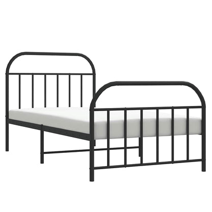 Metal Bed Frame without Mattress with Footboard Black 100x200cm