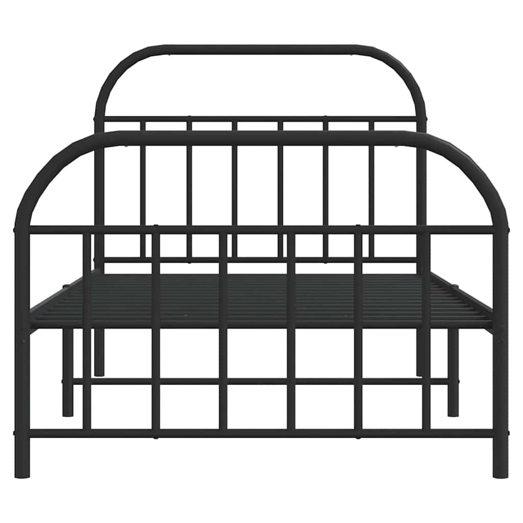 Metal Bed Frame without Mattress with Footboard Black 100x200cm