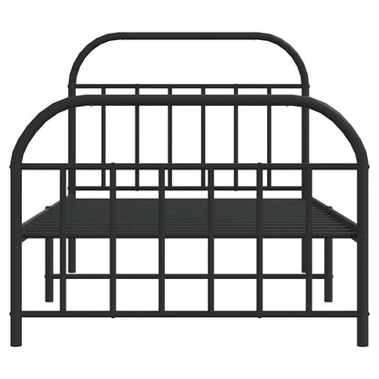 Metal Bed Frame without Mattress with Footboard Black 100x200cm
