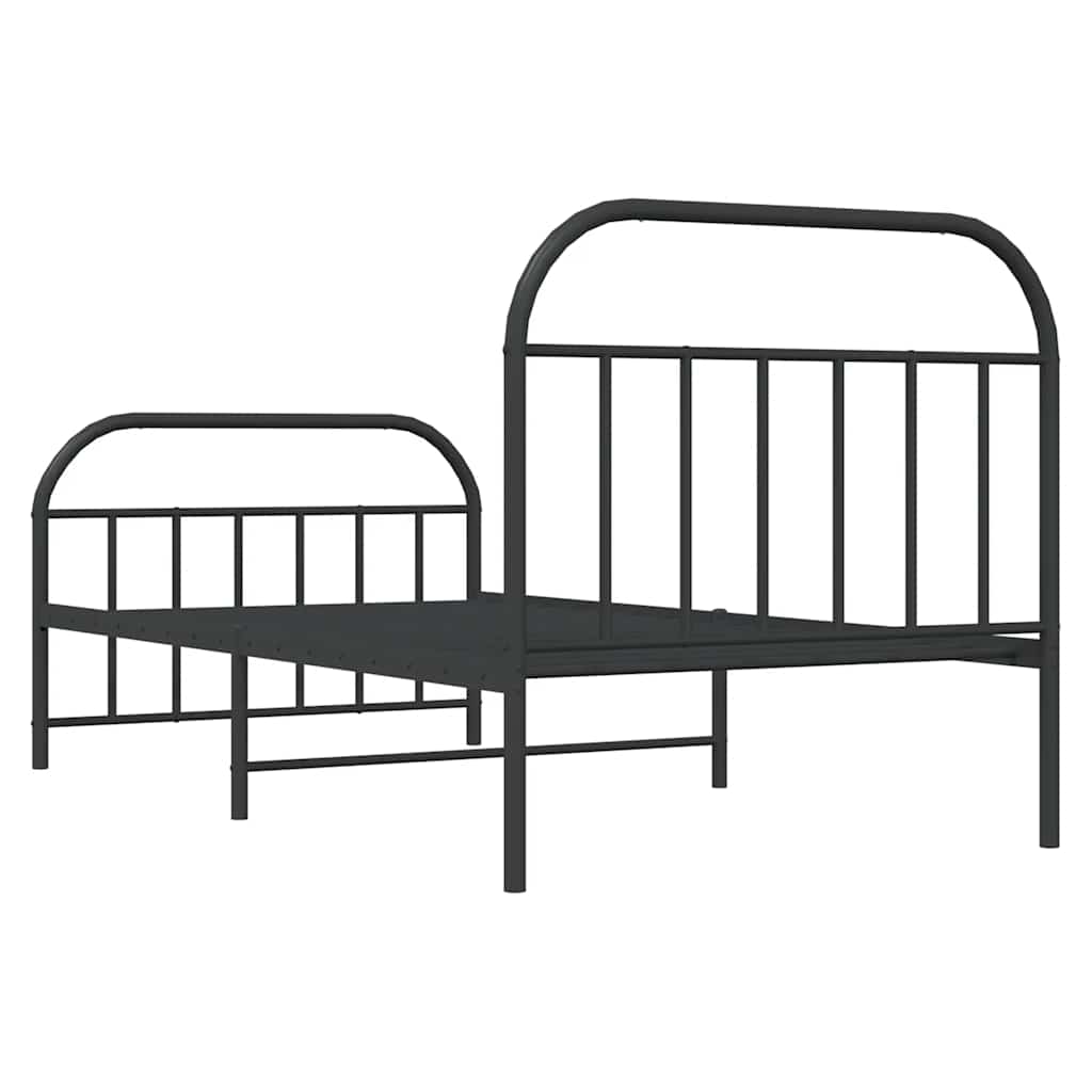 Metal Bed Frame without Mattress with Footboard Black 100x200cm