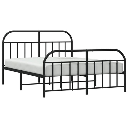 Metal Bed Frame without Mattress with Footboard Black 140x190cm