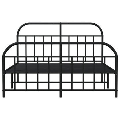Metal Bed Frame without Mattress with Footboard Black 140x190cm