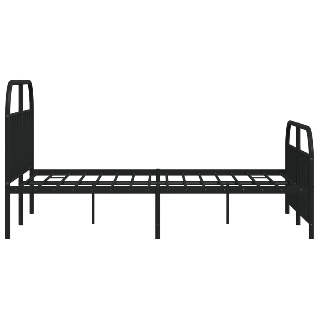 Metal Bed Frame without Mattress with Footboard Black 140x190cm