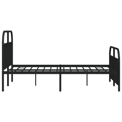 Metal Bed Frame without Mattress with Footboard Black 140x190cm