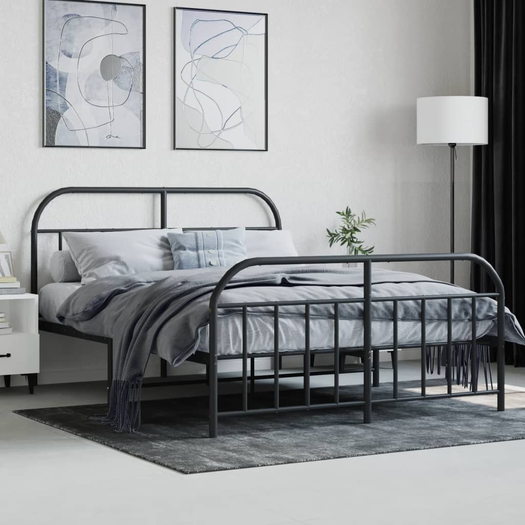 Bed Frame | Black | Powder-Coated Steel | Double | Bed Frame