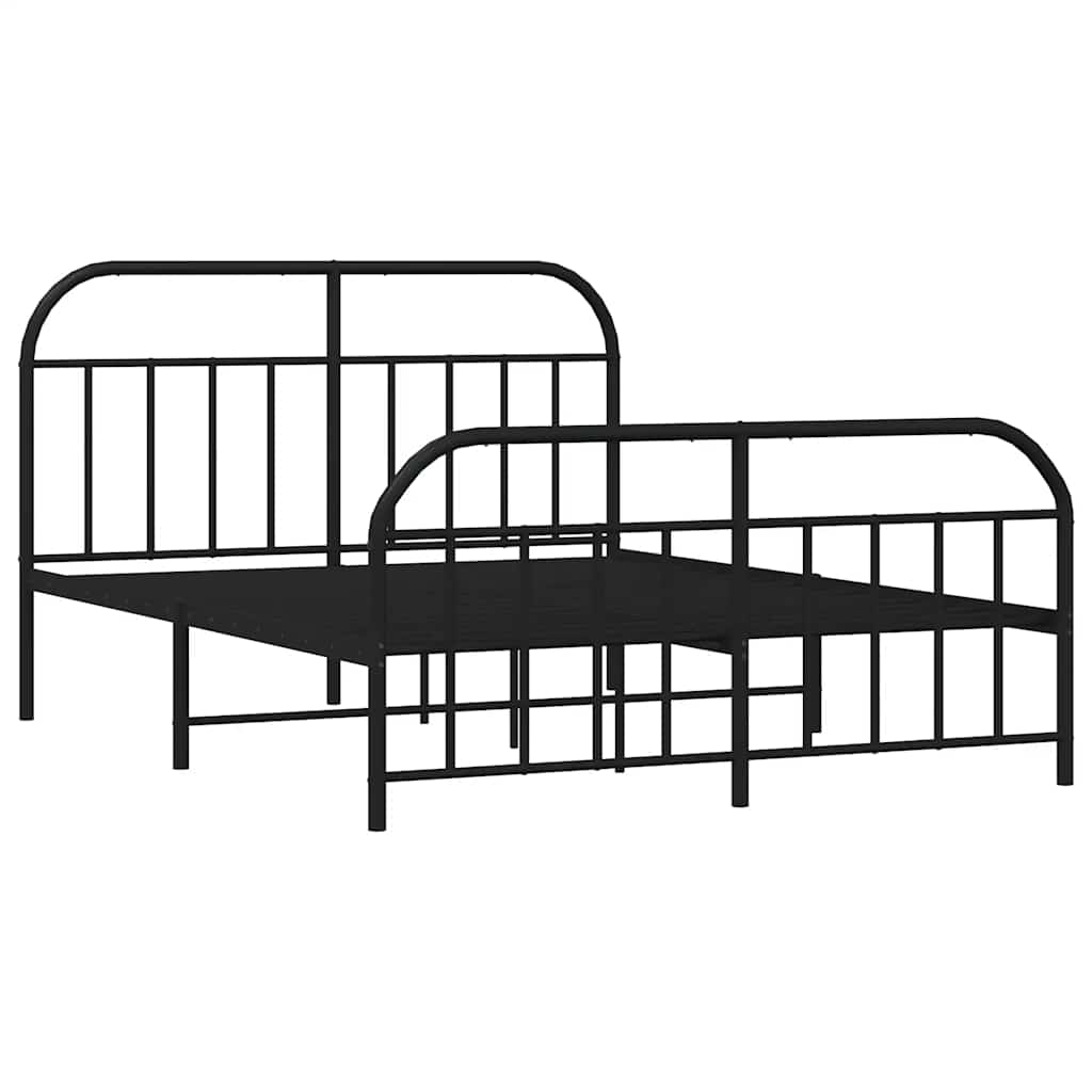 Metal Bed Frame without Mattress with Footboard Black 180x200cm