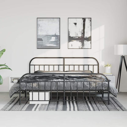 Bed Frame | Black | Powder-Coated Steel | Large | Bed Frame | Rectangular