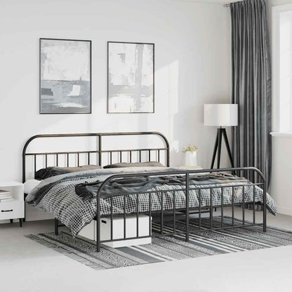 Bed Frame | Black | Powder-Coated Steel | Large | Bed Frame | Rectangular