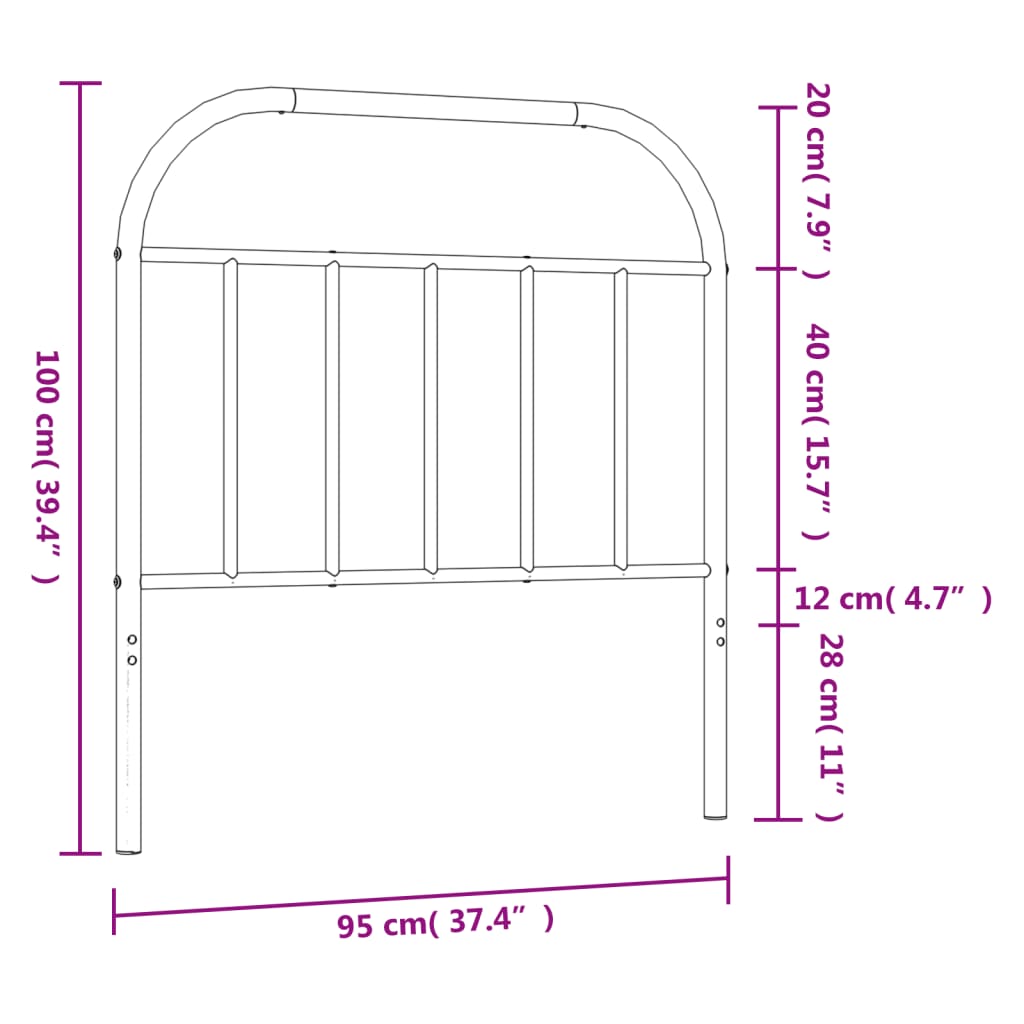 Headboard | Black | Steel | Single |  Durable  | Headboard | Rectangular