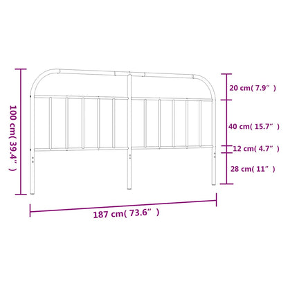 Metal Replace Headboard Black 180 cm