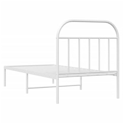 Metal Bed Frame without Mattress with Headboard White 90x190cm