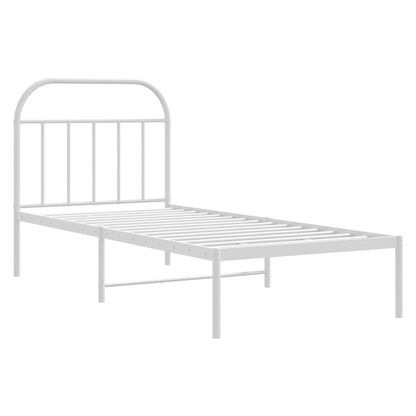 Metal Bed Frame without Mattress with Headboard White 90x200cm
