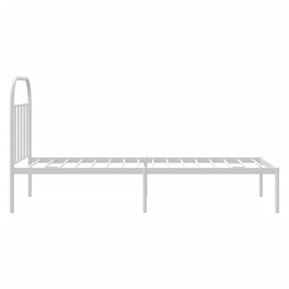 Metal Bed Frame without Mattress with Headboard White 90x200cm