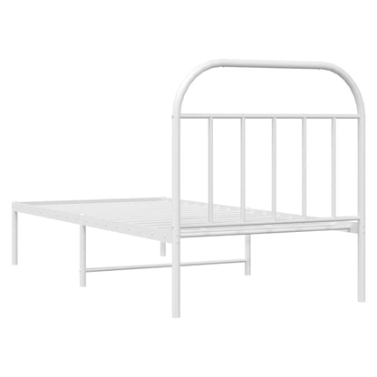 Metal Bed Frame without Mattress with Headboard White 90x200cm