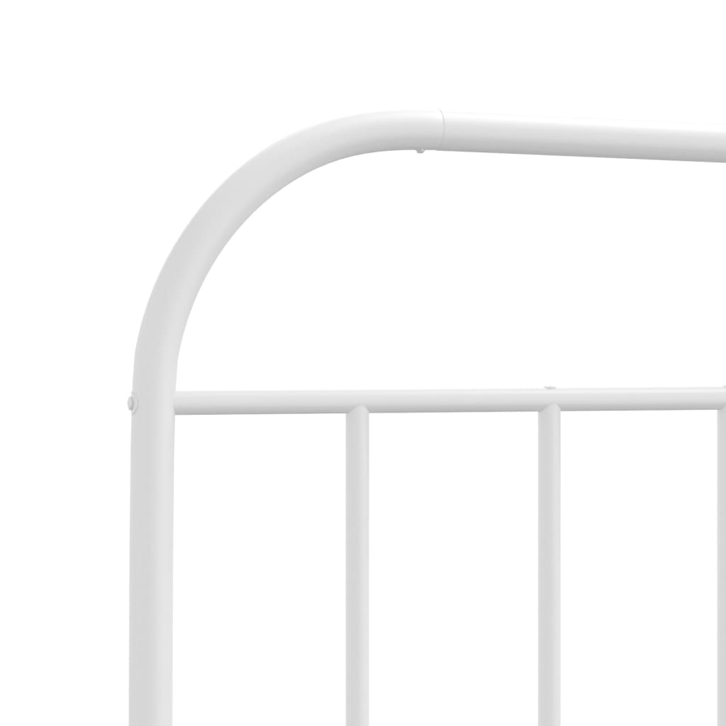 Metal Bed Frame without Mattress with Headboard White 90x200cm