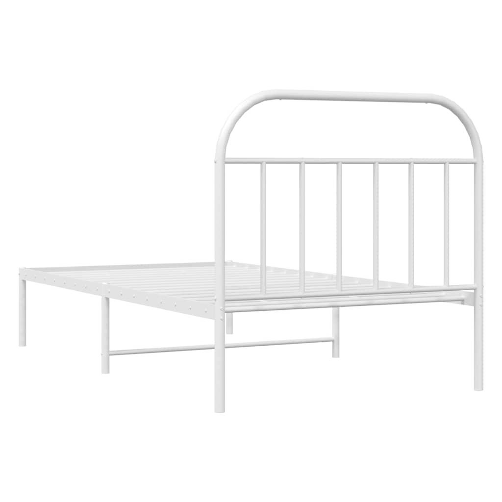 Bed Frame | White | Powder-Coated Steel | Single |  Sturdy | Bed Frame
