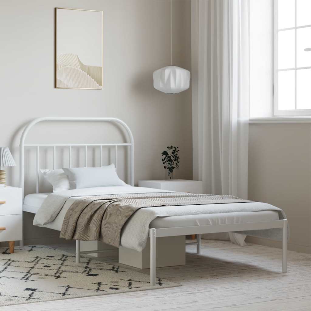 Bed Frame | White | Powder-Coated Steel | Single | Bed Frame