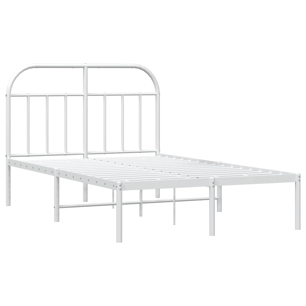 Metal Bed Frame without Mattress with Headboard White 135x190cm
