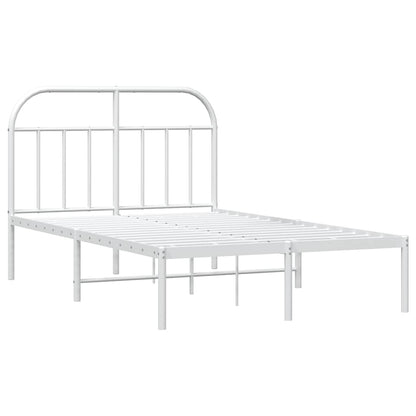 Metal Bed Frame without Mattress with Headboard White 135x190cm