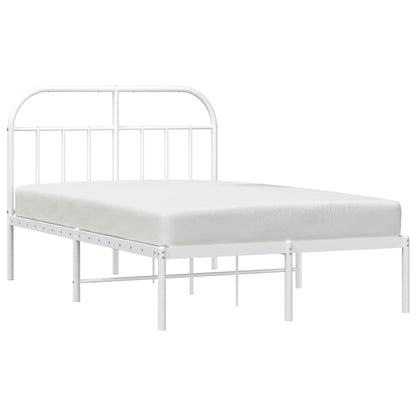 Metal Bed Frame without Mattress with Headboard White 135x190cm