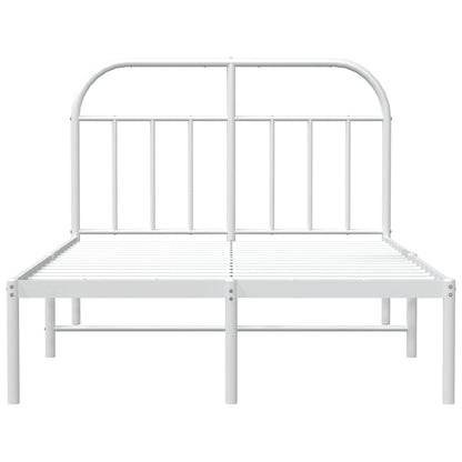 Metal Bed Frame without Mattress with Headboard White 135x190cm