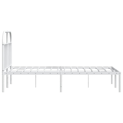 Metal Bed Frame without Mattress with Headboard White 135x190cm