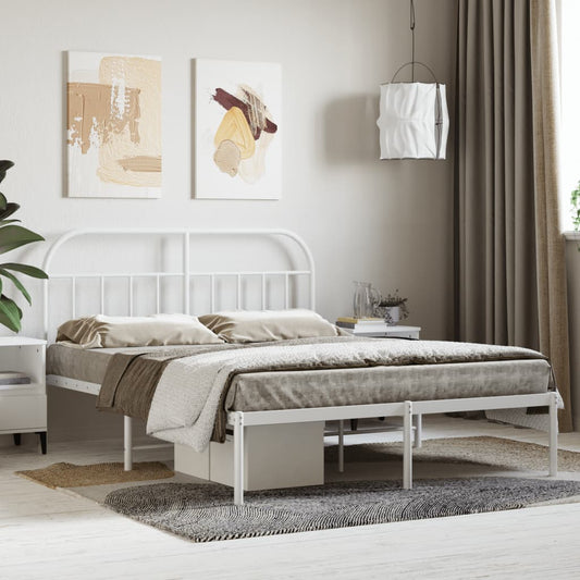 Bed Frame | White | Powder-Coated Steel | 140x190 cm | Bed Frame