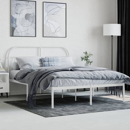 Bed Frame | White | Powder-Coated Steel | 140x200 cm | Tough | Bed Frame