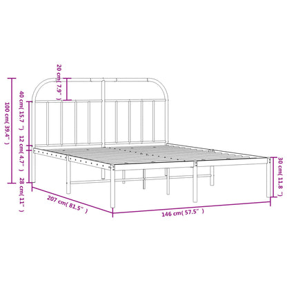 Bed Frame | White | Powder-Coated Steel | 140x200 cm | Tough | Bed Frame