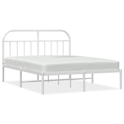 Metal Bed Frame without Mattress with Headboard White 150x200cm