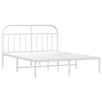 Metal Bed Frame without Mattress with Headboard White 150x200cm
