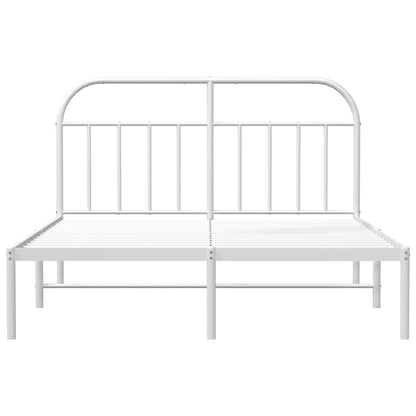 Metal Bed Frame without Mattress with Headboard White 150x200cm