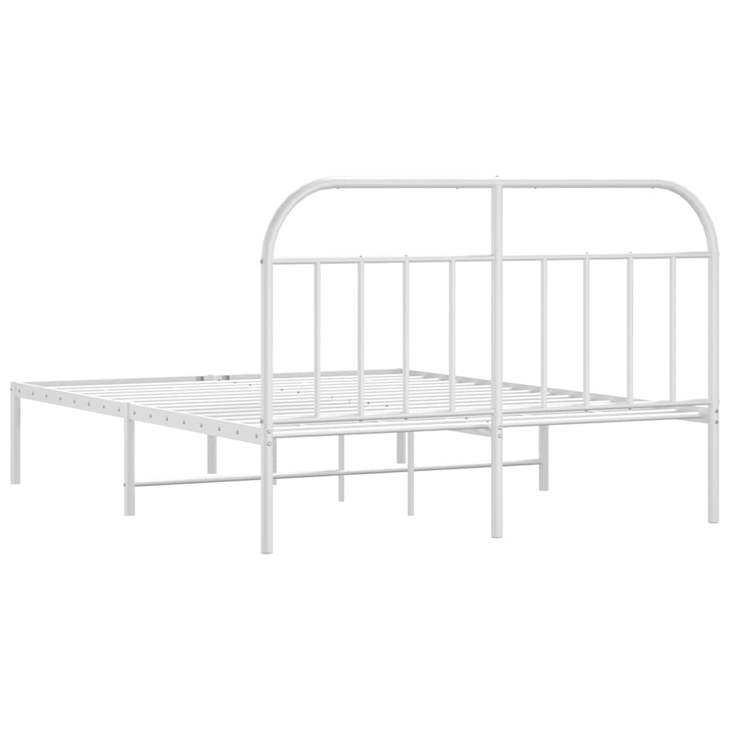 Metal Bed Frame without Mattress with Headboard White 150x200cm