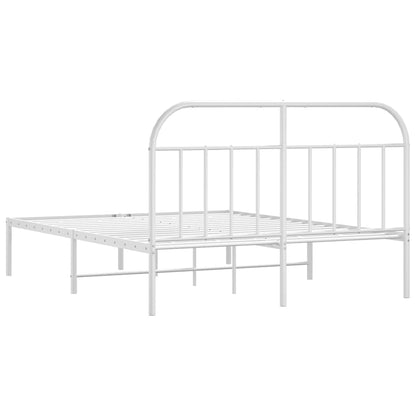 Metal Bed Frame without Mattress with Headboard White 150x200cm