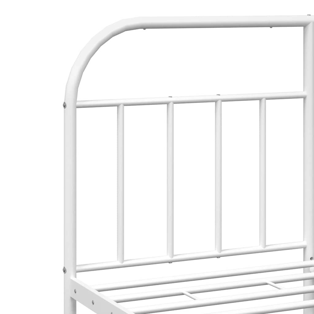 Metal Bed Frame without Mattress with Headboard White 150x200cm