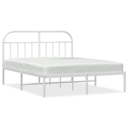 Metal Bed Frame without Mattress with Headboard White 180x200cm