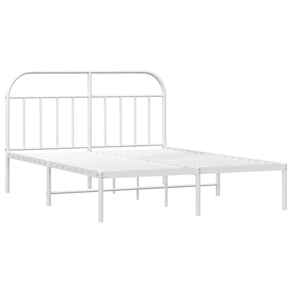 Metal Bed Frame without Mattress with Headboard White 180x200cm