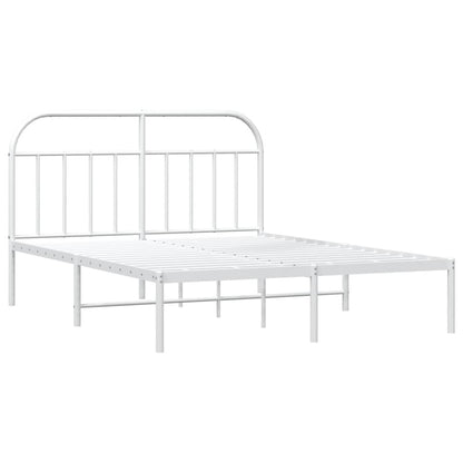 Metal Bed Frame without Mattress with Headboard White 180x200cm