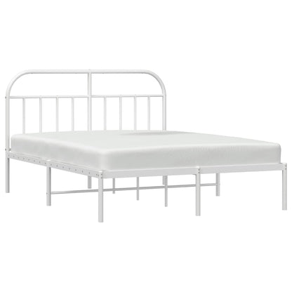 Metal Bed Frame without Mattress with Headboard White 180x200cm