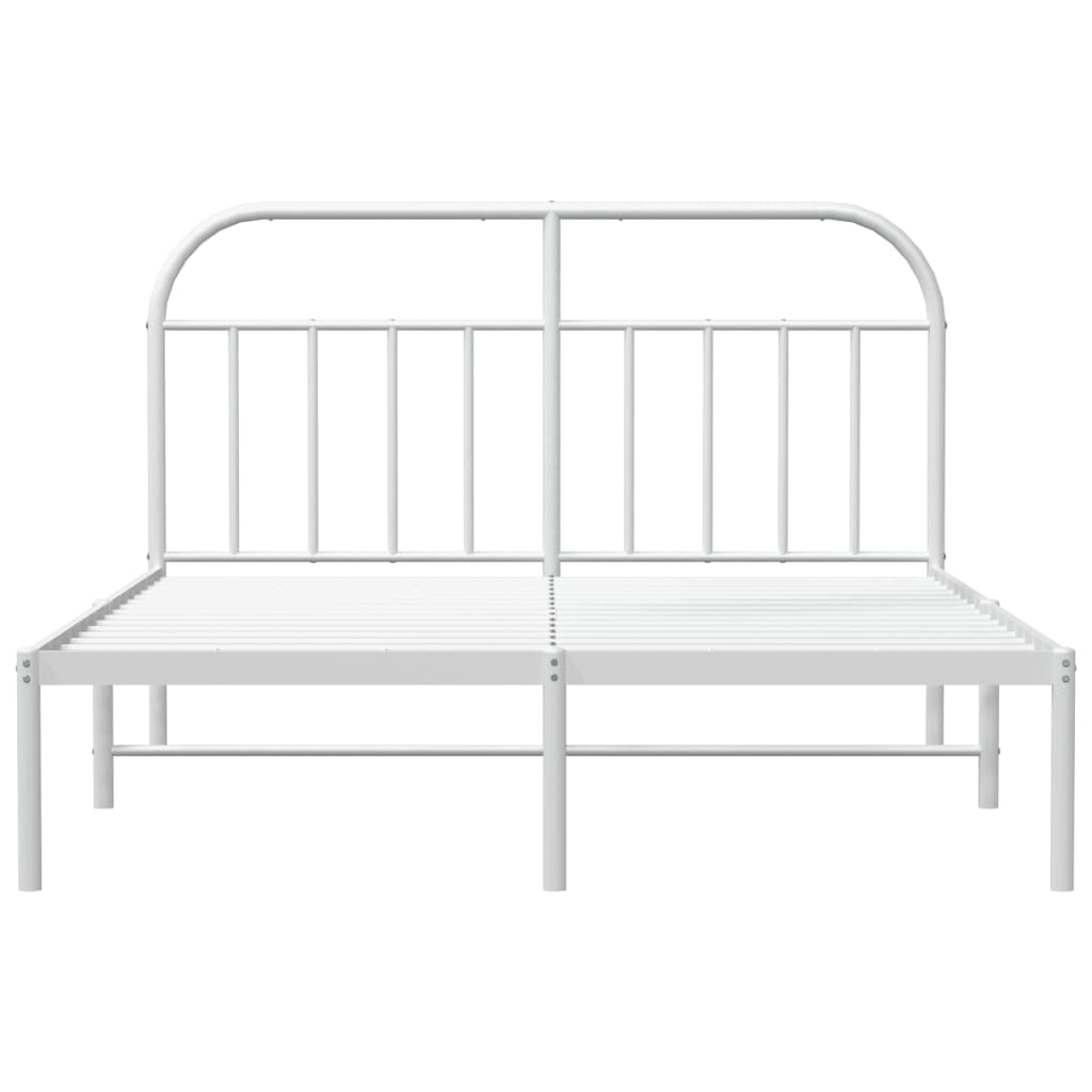 Metal Bed Frame without Mattress with Headboard White 180x200cm