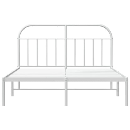 Metal Bed Frame without Mattress with Headboard White 180x200cm