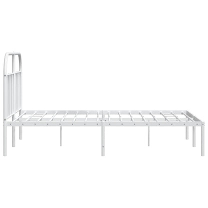 Metal Bed Frame without Mattress with Headboard White 180x200cm
