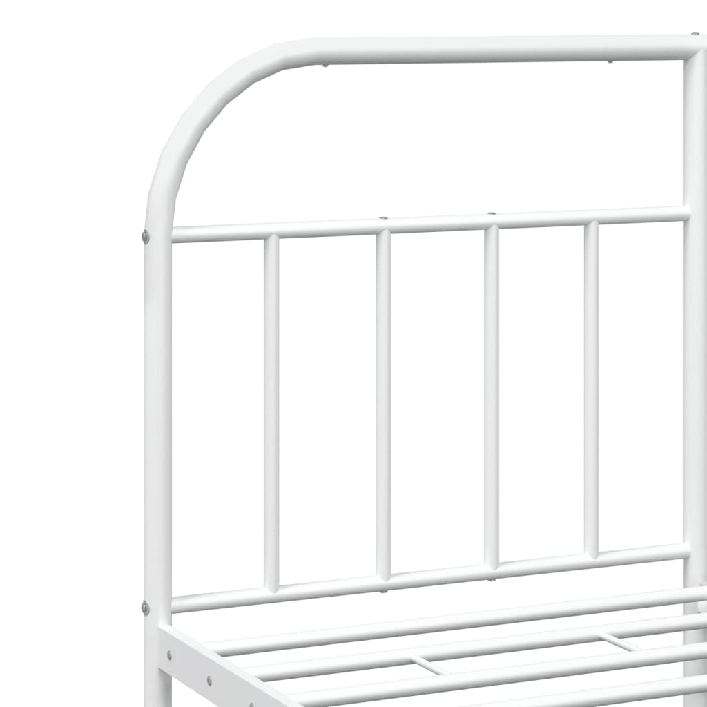 Metal Bed Frame without Mattress with Headboard White 180x200cm