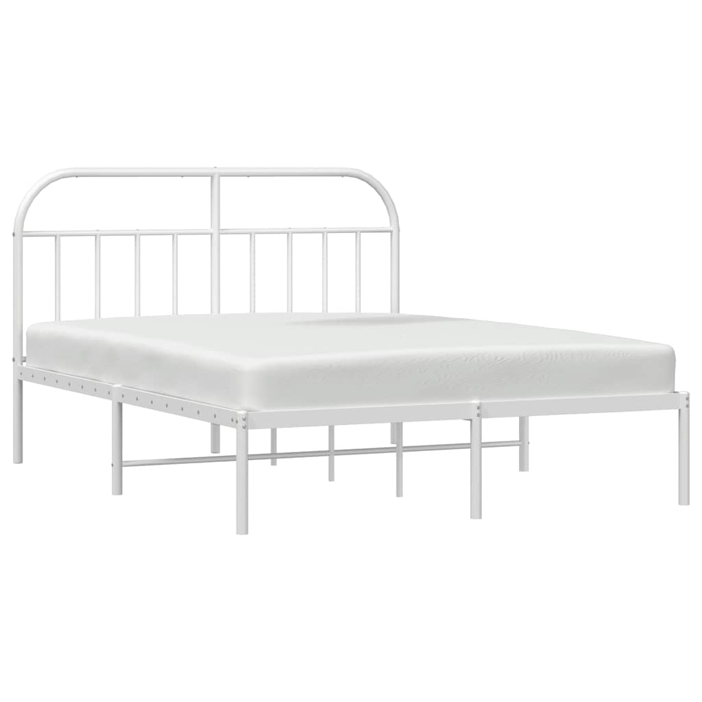 Bed Frame | White | Powder-Coated Steel | Double | Bed Frame